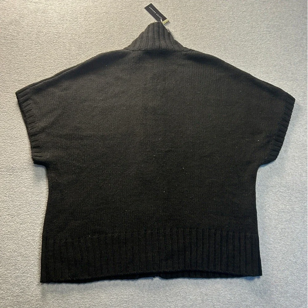 Lauren Hansen Button Cardigan Womens XL Black Cable Knit Short Sleeve Wool Blend